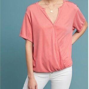 Elegant Coral V-Neck Blouse
